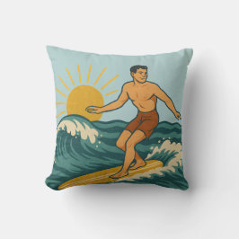 Retro-Küsten-Cali-Surfer | Wende-Surfboard Kissen