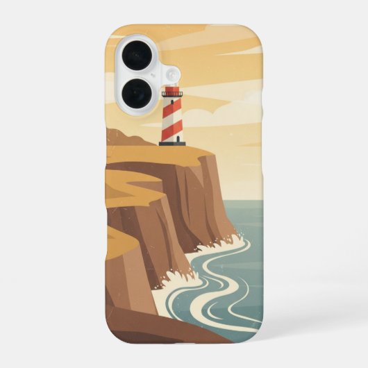 Retro-Küsten-Leuchtturm iPhone 16 Hülle (Rückseite)