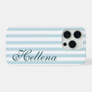 Retro-Küstendesign mit blauen und weißen Streifen iPhone 15 Pro Hülle