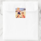 Retro-Küstensticker Quadratischer Aufkleber (Tasche)