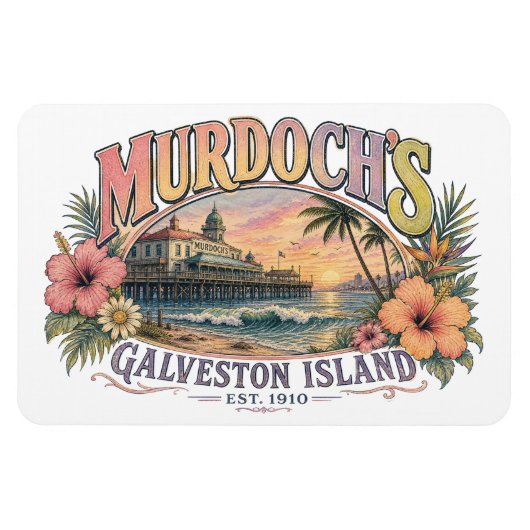 Retro-Küstenstrand-Illustration Magnet (Horizontal)