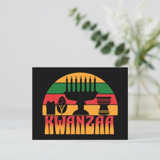 Retro Kwanzaa Postkarte (Stehend Vorderseite)