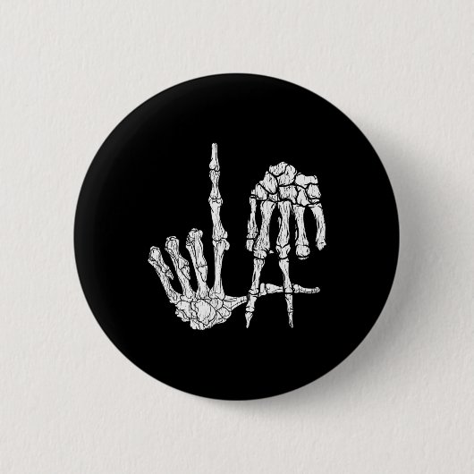 Retro La Hands Skeleton Los Angeles Hand Sign Hall Button (Vorderseite)