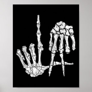 Retro La Hands Skeleton Los Angeles Hand Sign Hall Poster