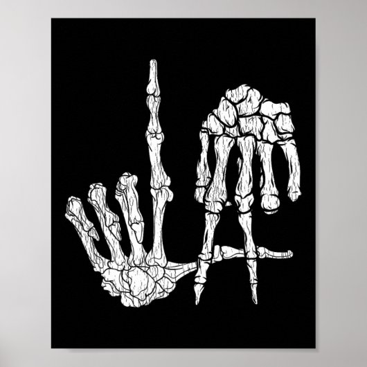 Retro La Hands Skeleton Los Angeles Hand Sign Hall Poster (Vorne)