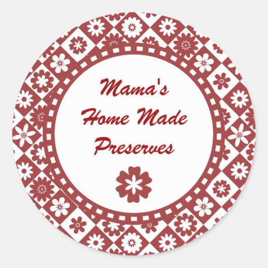 Retro-Labels mit roten und weißen Canning-Jar Runder Aufkleber (Vorderseite)
