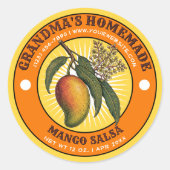 Retro-Labelvorlage für selbstgemachte Mangosalsa Runder Aufkleber (Vorderseite)