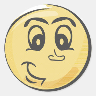 Retro Lächeln Emoji Runder Aufkleber