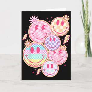 Retro-Lächeln-Gesicht-Blume-Glückliches-Gesicht-Ka Karte