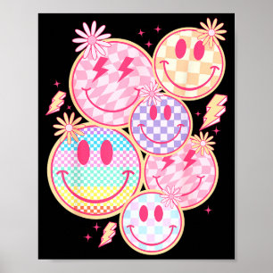 Retro-Lächeln-Gesicht-Blume-Glückliches-Gesicht-Ka Poster