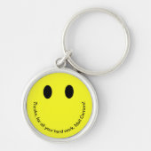 Retro Lächeln Gesicht DANK IHNEN Text hell gelb Schlüsselanhänger (Vorne)