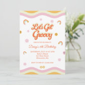 Retro Lächeln Lass uns Groovy Geburtstag bekommen Einladung (Stehend Vorderseite)