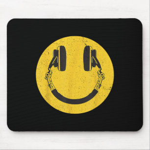 Retro-Lächeln Musik Gesicht Kopfhörer 90er Männer Mousepad