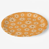 Retro Lächelnde weiße Blume Muster Pappteller (Schrägansicht)