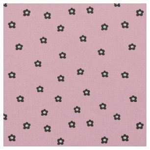 Retro lächelndes Blumenmuster in Schwarz und Rosa Stoff