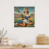 Retro Lacrosse Girl Poster (Küche)