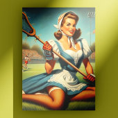 Retro Lacrosse Girl Postkarte