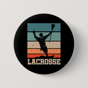 Retro Lacrosse Player Lax Stick Lacrosse Team Button