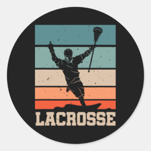 Retro Lacrosse Player Lax Stick Lacrosse Team Runder Aufkleber