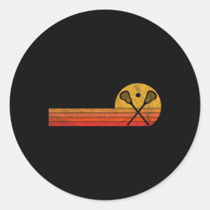 Retro-Lacrosse-Spieler Lacrosse Crosse Vintage Runder Aufkleber
