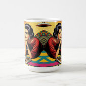 Retro Lady am Beach Daydreaming über Mode Kaffeetasse (Mittel)