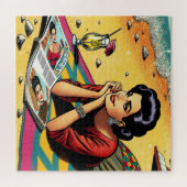 Retro Lady am Beach Daydreaming über Mode Puzzle (Horizontal)
