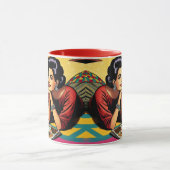 Retro Lady am Beach Daydreaming über Mode Tasse (Zentrum)