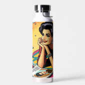 Retro Lady am Beach Daydreaming über Mode Trinkflasche (Links)