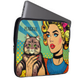 Retro Lady and Cat Personalisiert Laptopschutzhülle (Vorne Rechts)