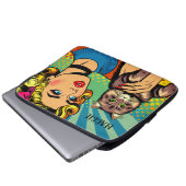 Retro Lady and Cat Personalisiert Laptopschutzhülle (Vorne Knopf)