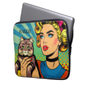 Retro Lady and Cat Personalisiert Laptopschutzhülle (Vorderseite Links)