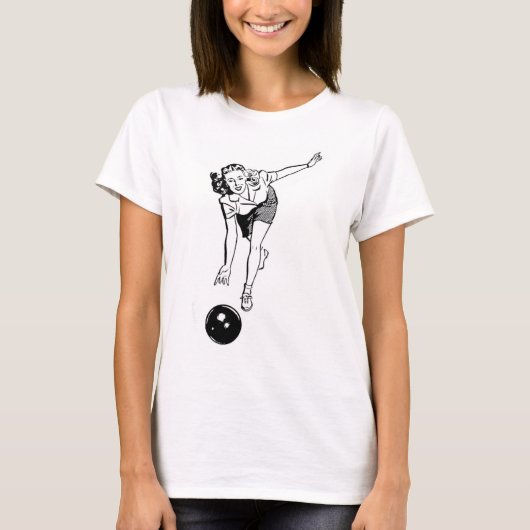 Retro Lady Bowling T - Shirt (Vorderseite)