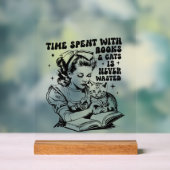 Retro Lady bucht Katzenliebhaber Wortart Acrylschild (Neutral)