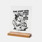 Retro Lady bucht Katzenliebhaber Wortart Acrylschild (Winkel)