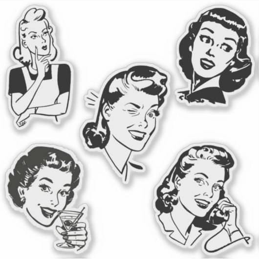 Retro Lady Custom Cut Vinyl Sticker (Vorderseite)