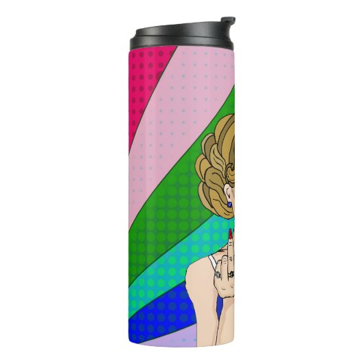 Retro Lady Drehend Vogel Thermosbecher (Nach links gedreht)