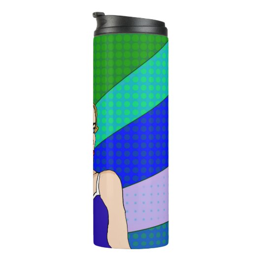 Retro Lady Drehend Vogel Thermosbecher (Nach rechts gedreht)