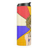 Retro Lady Drehend Vogel Thermosbecher (Nach links gedreht)