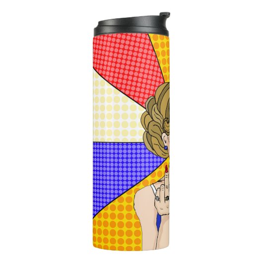 Retro Lady Drehend Vogel Thermosbecher (Nach links gedreht)