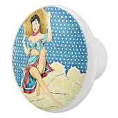 Retro Lady in Sunhat Vintag Keramikknauf (Rechts)