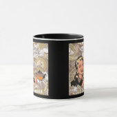 Retro Lady Kaffee-Pause Collage Tasse (Zentrum)