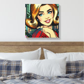Retro Lady mit Shopping Bags Mitte Jahrhundert Leinwanddruck (Insitu (Schlafzimmer))