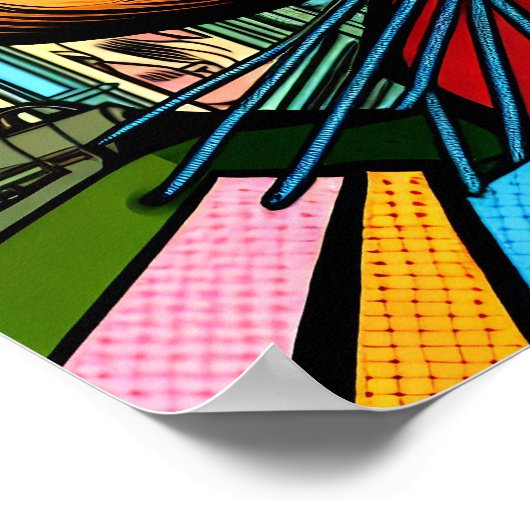 Retro Lady mit Shopping Bags Mitte Jahrhundert Poster (Ecke)