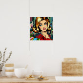 Retro Lady mit Shopping Bags Mitte Jahrhundert Poster (Küche)