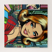 Retro Lady mit Shopping Bags Mitte Jahrhundert Puzzle (Horizontal)