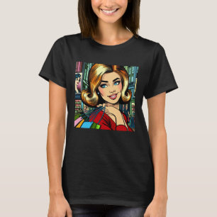Retro Lady mit Shopping Bags Mitte Jahrhundert T-Shirt