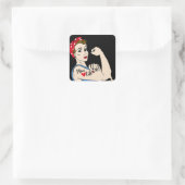 Retro Lady mit Tattoo und Bandanna Sticker (Tasche)