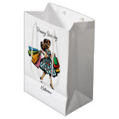 Retro Lady Personalisiert Geburtstag Mittlere Geschenktüte (Vorderseite Schrägansicht)