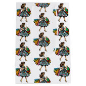 Retro Lady Personalisiert Geburtstag Mittlere Geschenktüte (Rückseite)