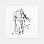 Retro Lady Skier Paper Napkin Serviette (Vorderseite)